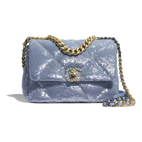 chanel blue sequin backpack